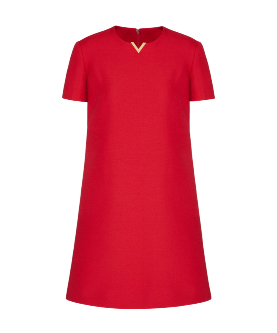 Valentino Crepe Couture Short-sleeved Mini Dress In Red