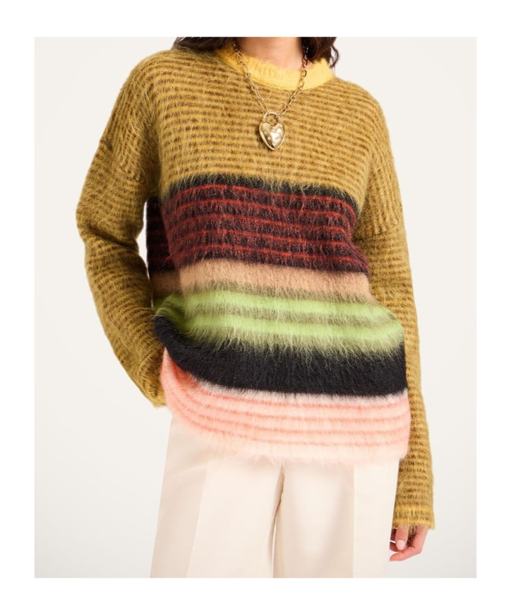 La Doublej Brera Striped Mohair-blend Sweater In Multi