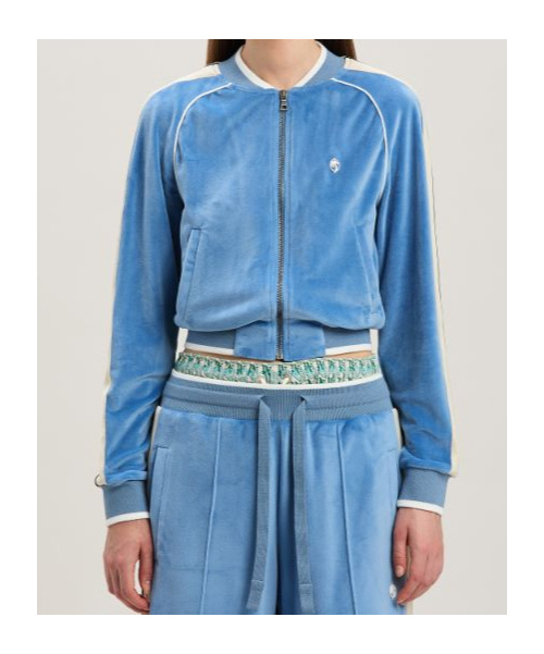 Palm Angels Oval Palm Chenille Track Jacket In Blue