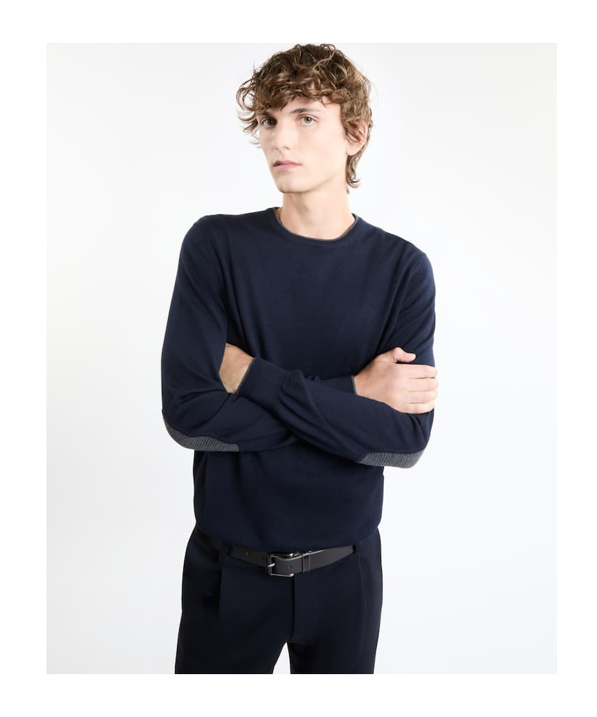 Fay Jumper In Blue Shaved Wool Knit In Black