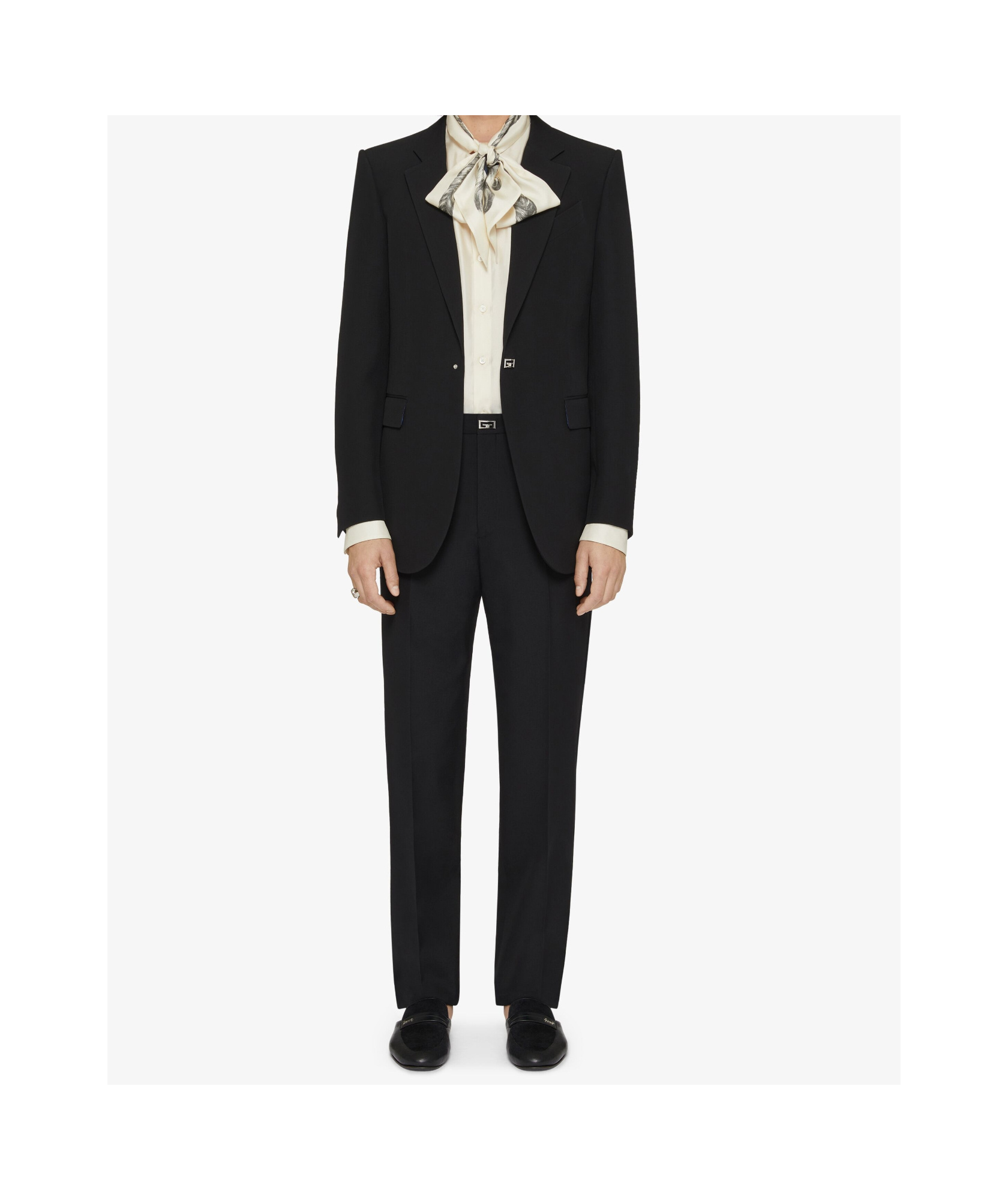 Givenchy Slim Fit Tailored Pants In Wool With 2g Clip In Black