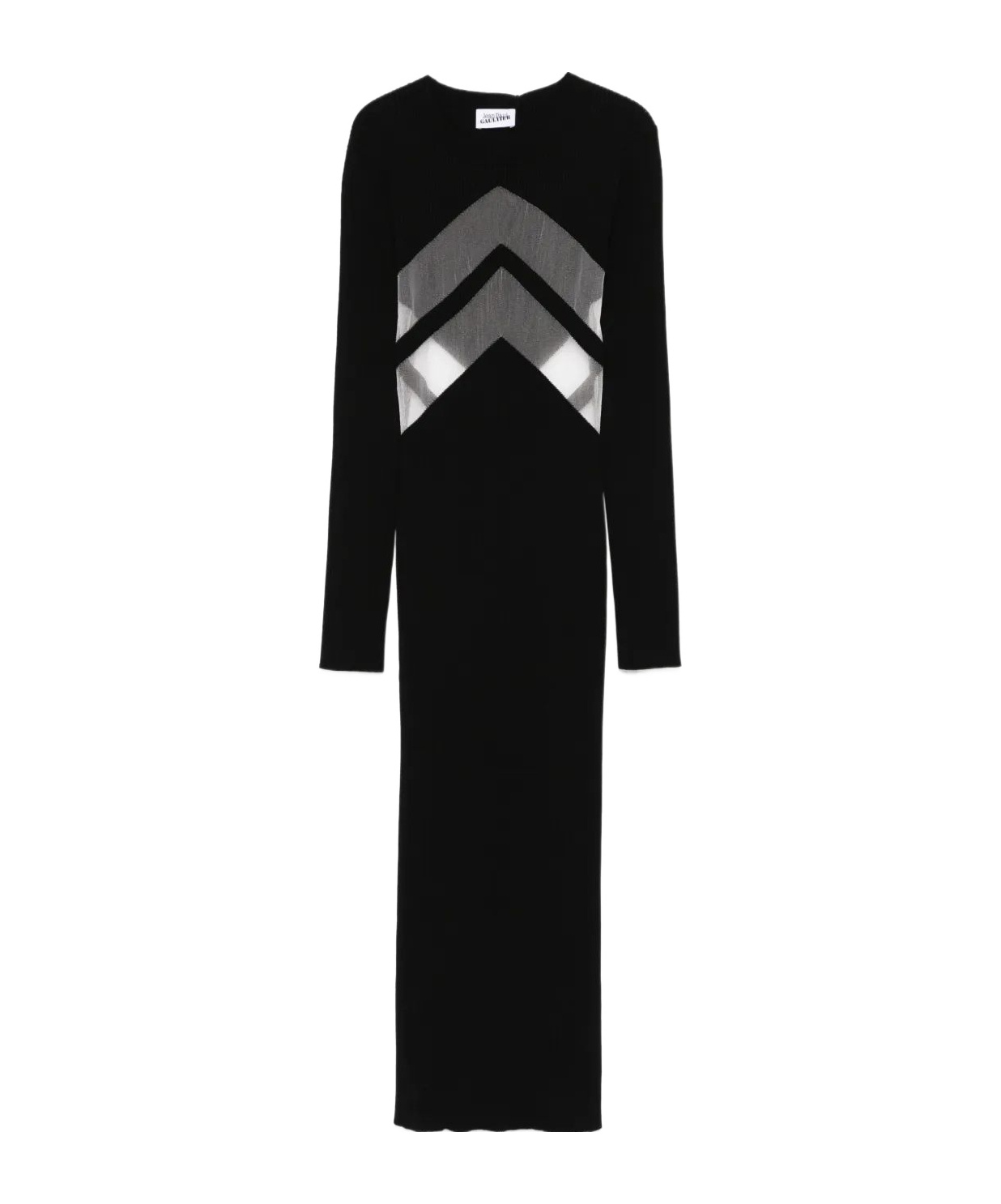 Jean Paul Gaultier Semi-sheer Panels Midi Dress In Black