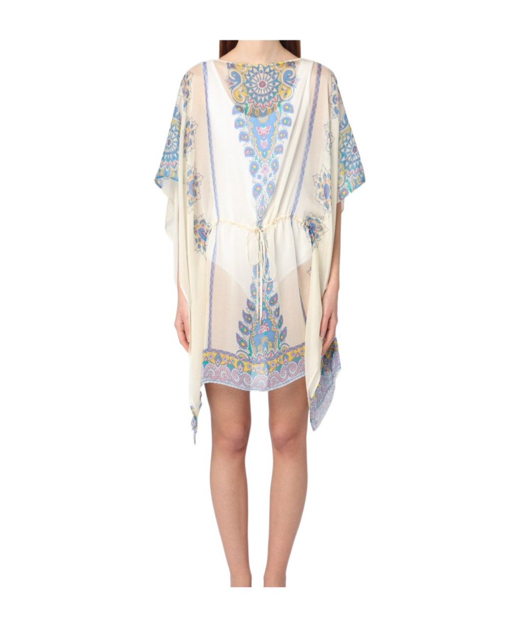 Etro Paisley-print Silk Asymmetric Poncho In Multicolor