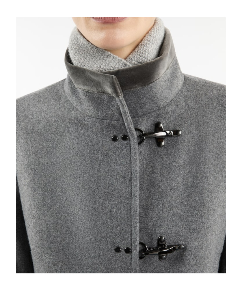 Fay Long Wool Coat With High Collar In Gray