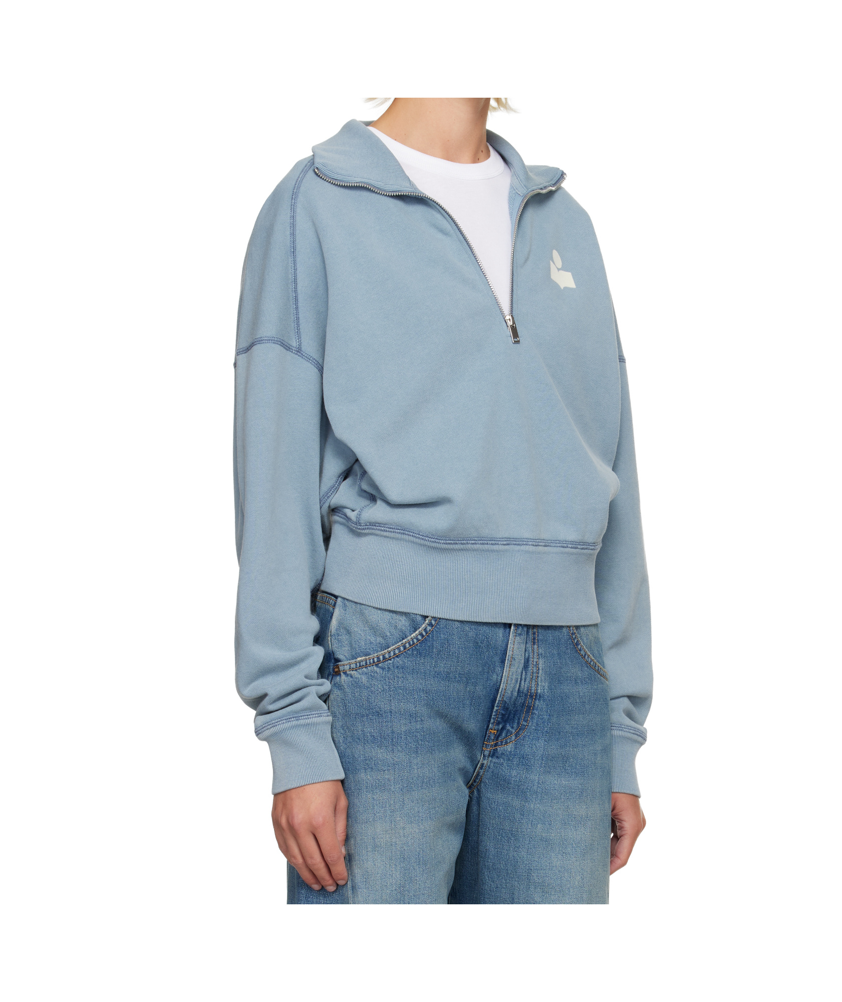 Isabel Marant Étoile Ross Half Zip Cotton Sweatshirt In Blue