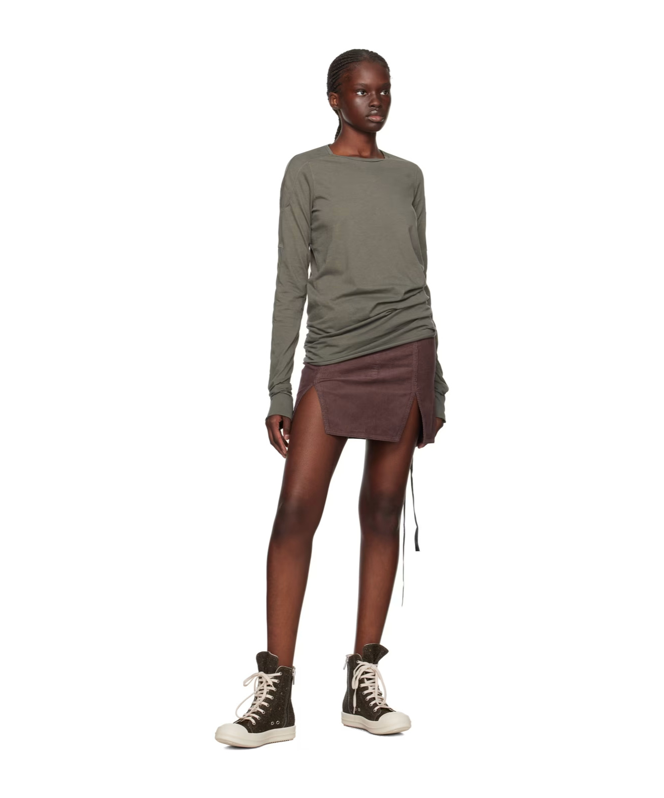Rick Owens Drkshdw Purple Lido Miniskirt In Brown