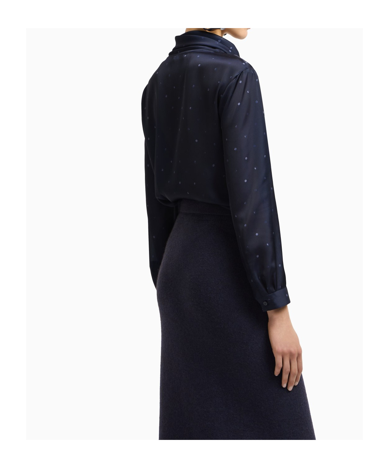 Emporio Armani Polka-dot Bow Blouse In Blue