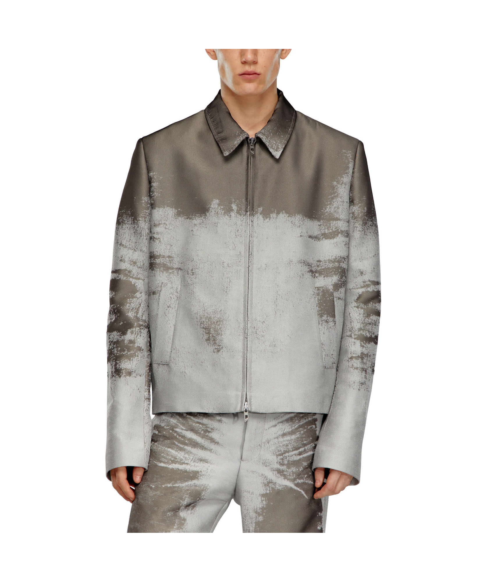 Diesel Printed Polyester Blend J-pylon Jacket In Gray