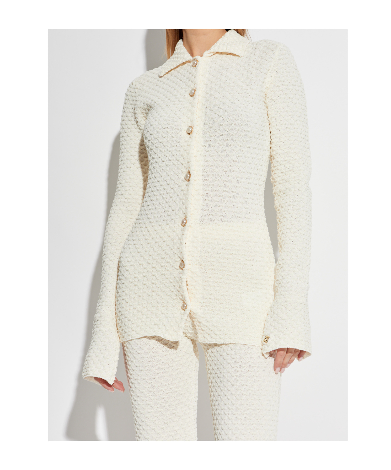 Shop Casablanca Textured Shirt In White