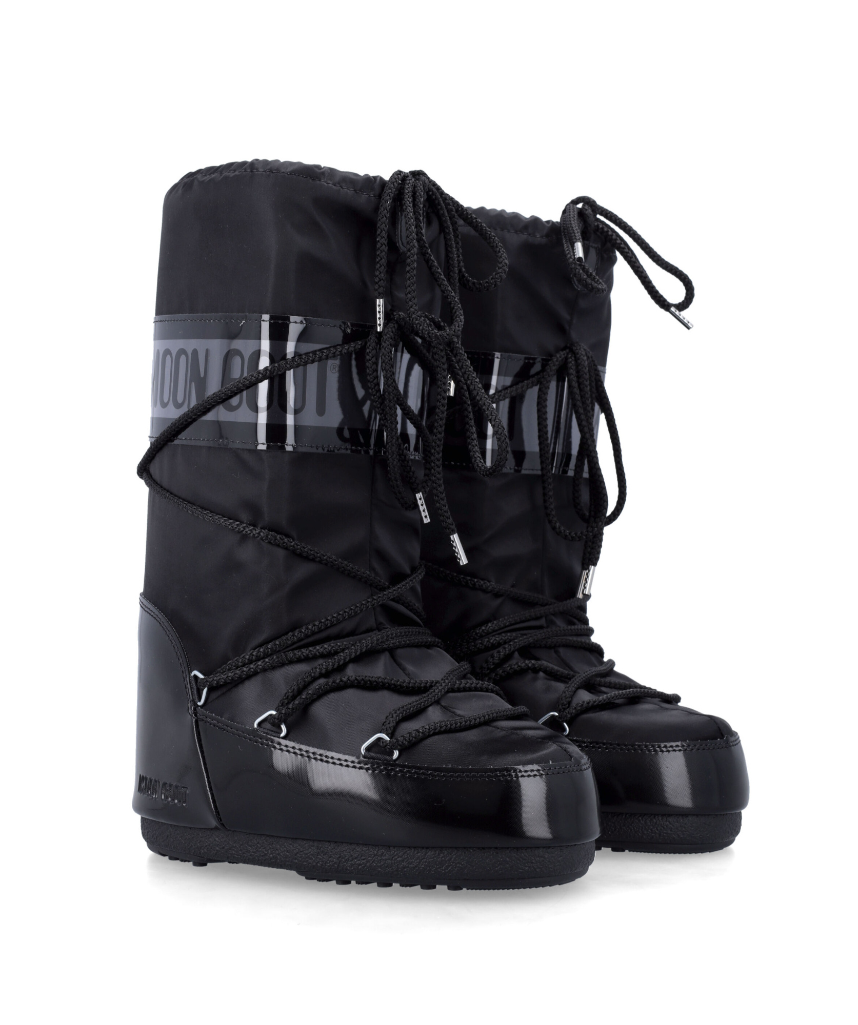 Moon Boot Icon Glance Lace-up Satin Snow Boots In Black