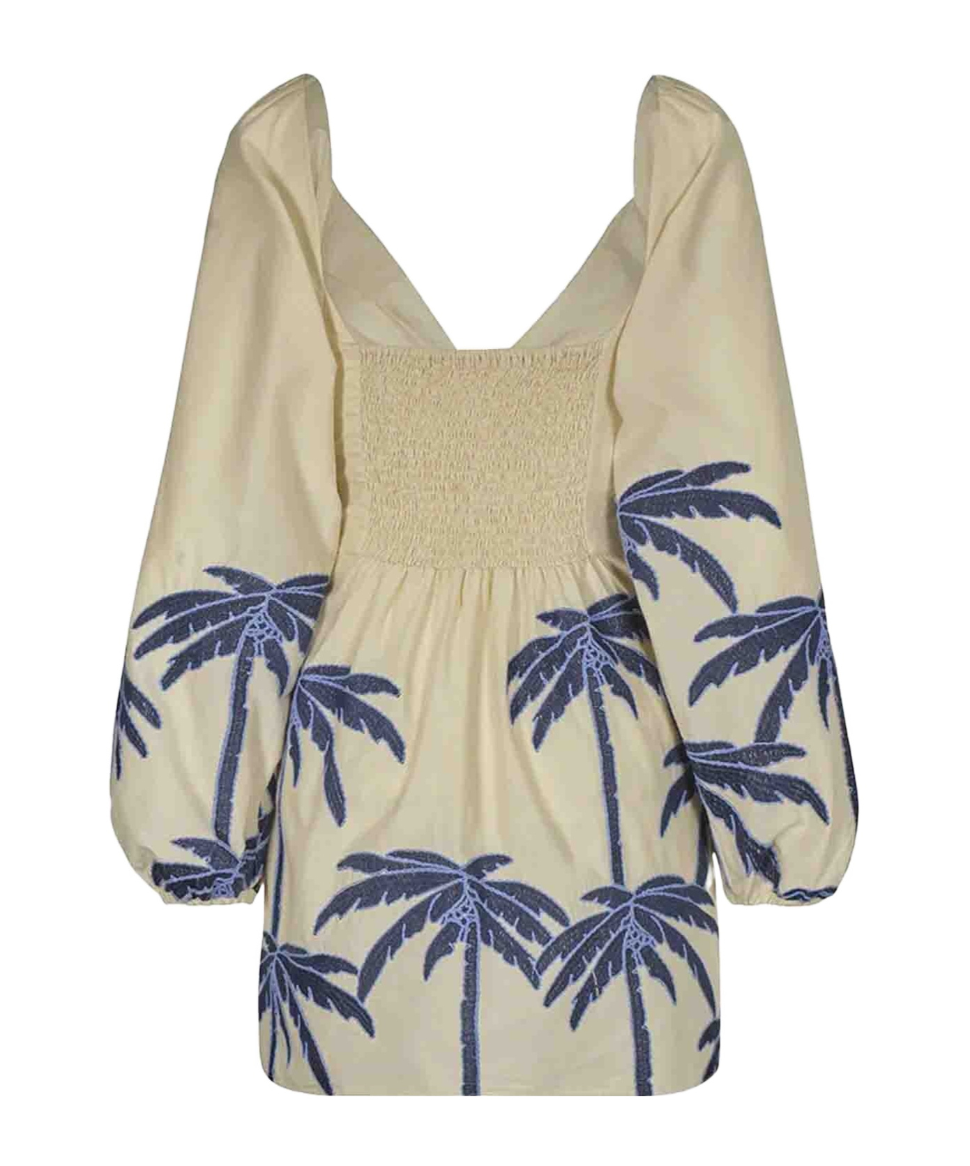 Johanna Ortiz The Power Of The Sea Dress In Ecru Blue In Neutral