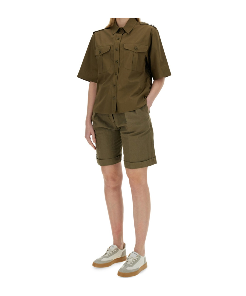 Aspesi Tailored High-waisted Cotton-linen Shorts With Pleated Front