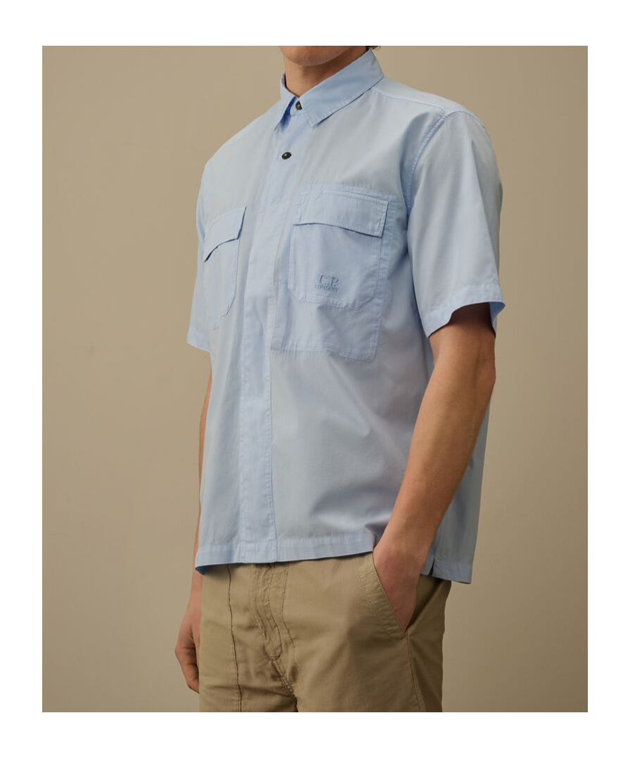 C.p. Company Logo-embroidered Shirt In Blue