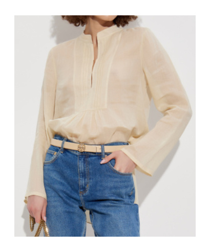 Shop Tory Burch Pleat Detailing Tunic In Nude