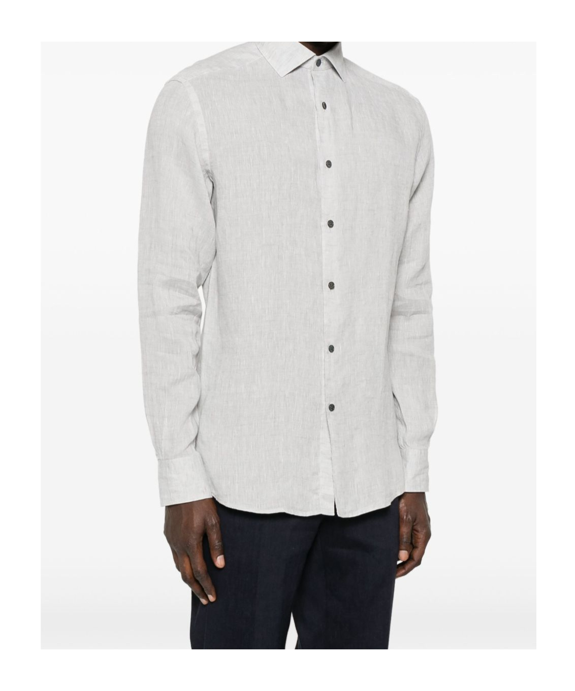 Shop Zegna Linen Shirt In Light Gray