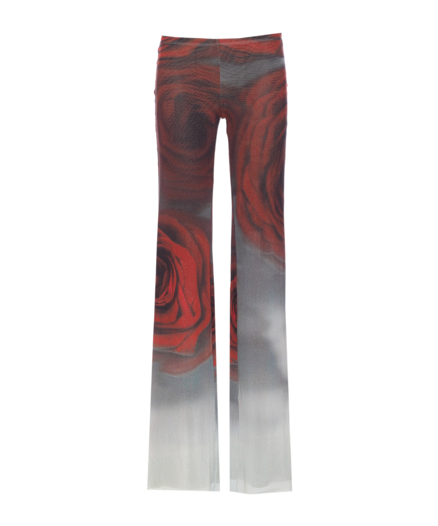 Jean Paul Gaultier Floral Mesh Flared Trousers Stretch In Gray
