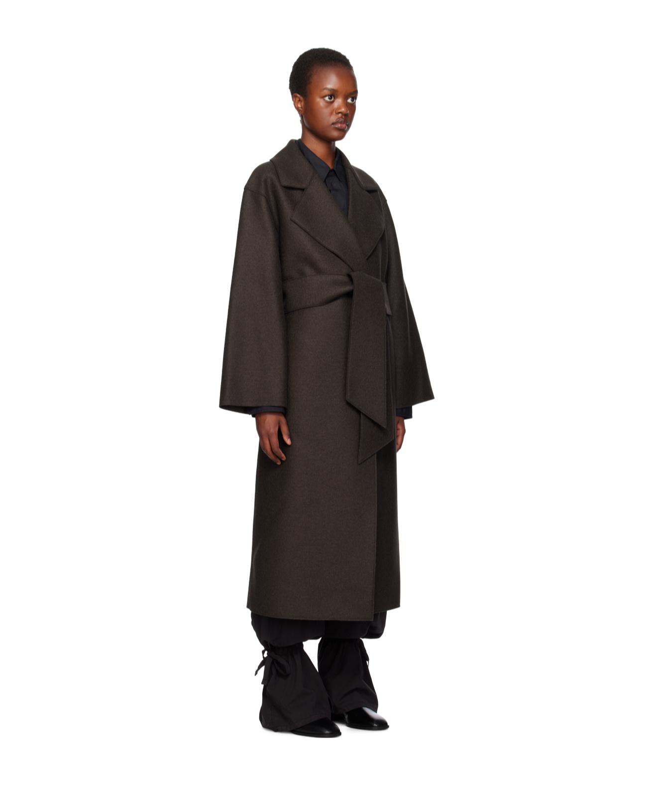 Shop Harris Wharf London Girdle Coat In Black