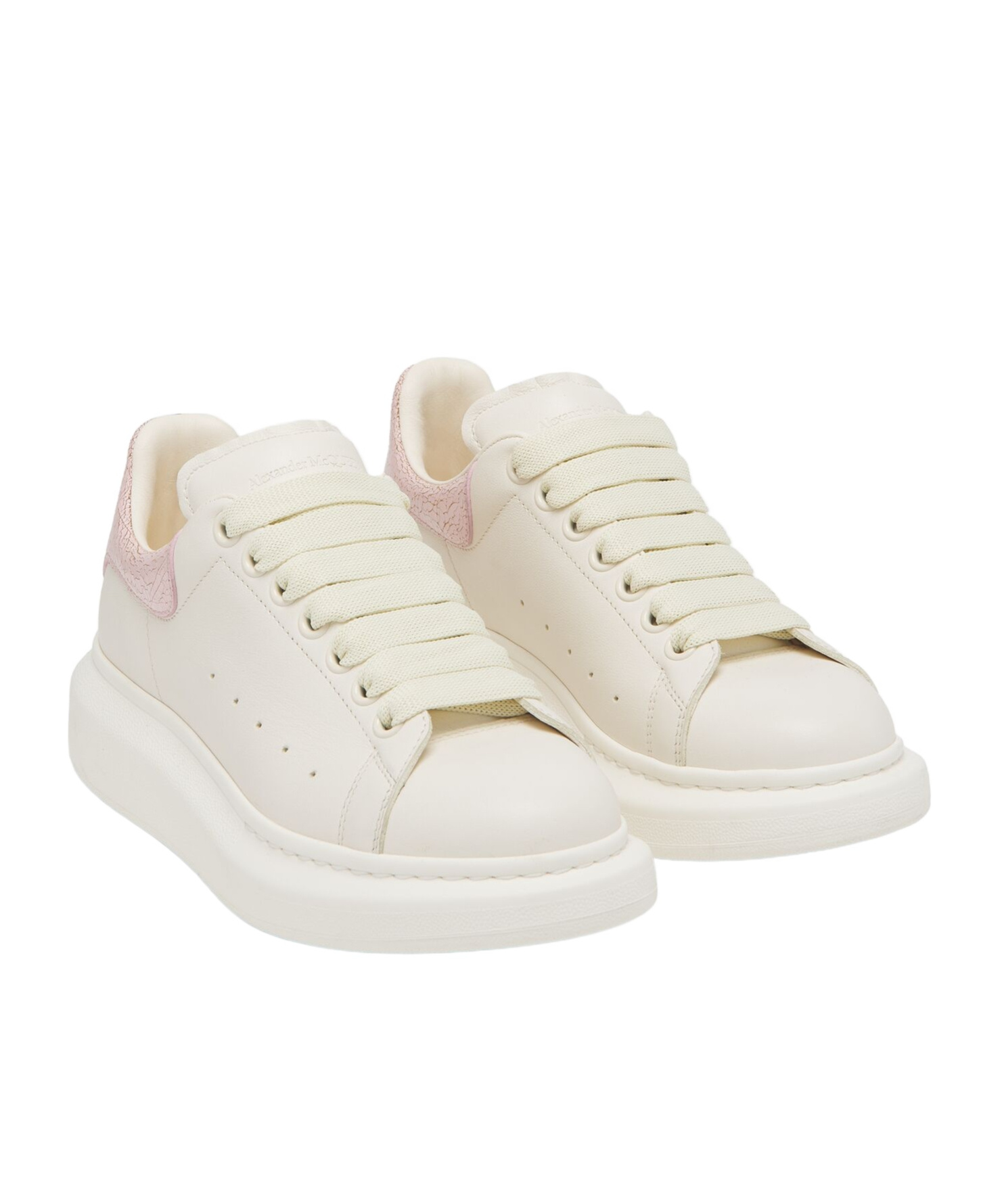 Alexander Mcqueen White Low Top Sneakers With Logo Patch On The Tongue And Contrasting Heel Detail In Leather Woman In White