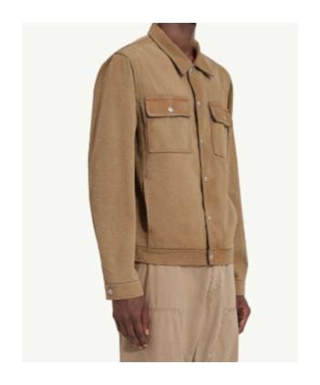 Mm6 Maison Margiela Flock Denim Trucker Jacket Sand In Brown