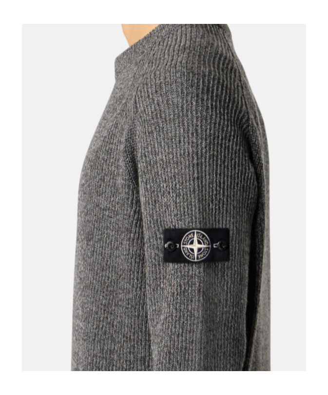 Stone Island Crewneck Jumper With Reflective Coating In Gray