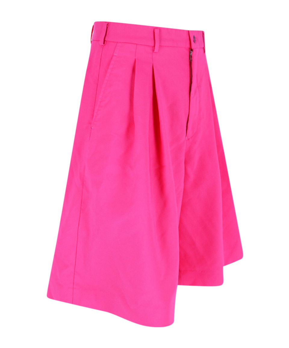 Comme Des Garçons High-waisted Pink Bermuda Shorts With Pleats And Pockets
