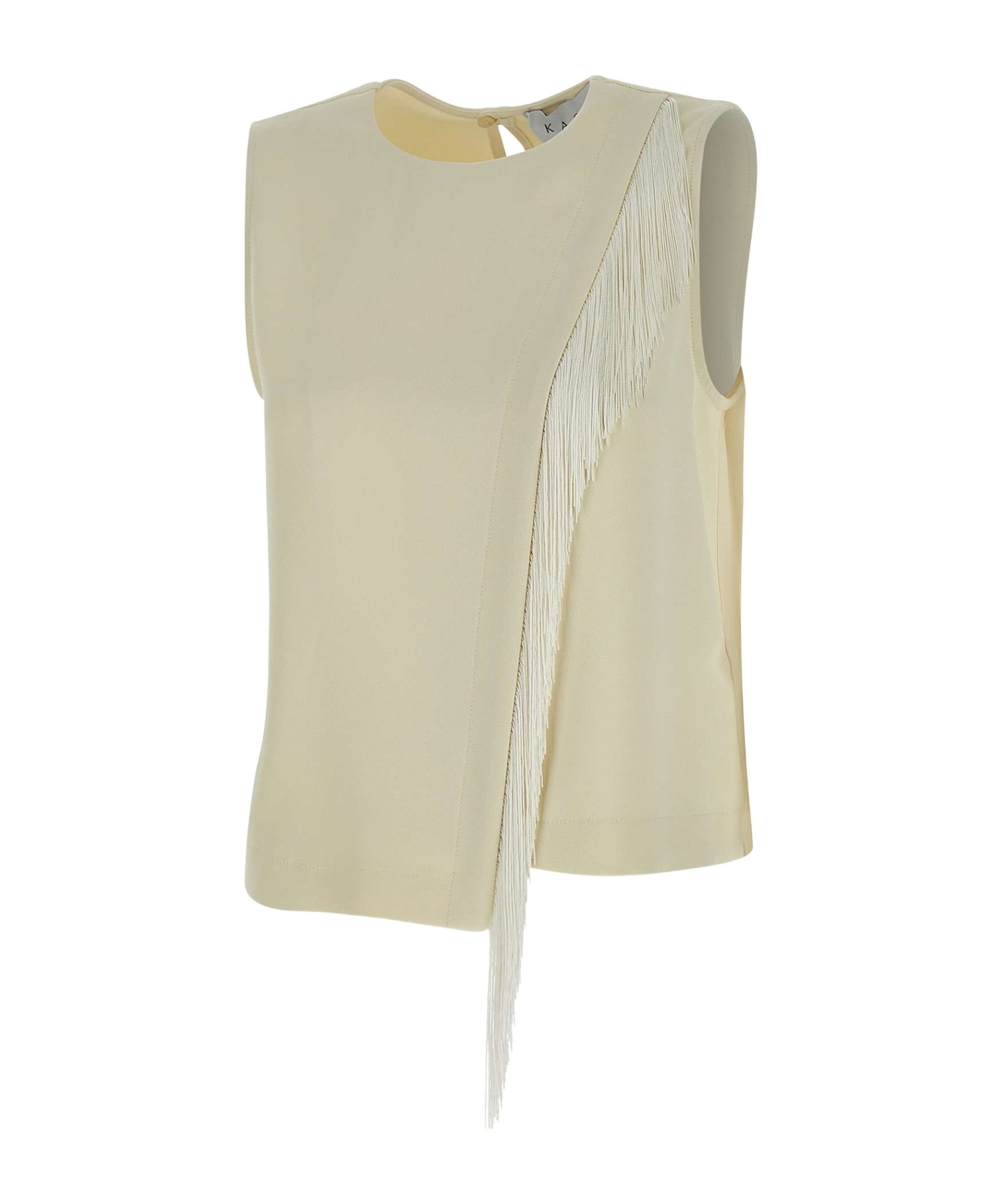 Kaos Fringe-detail Sleeveless Top In Neutral