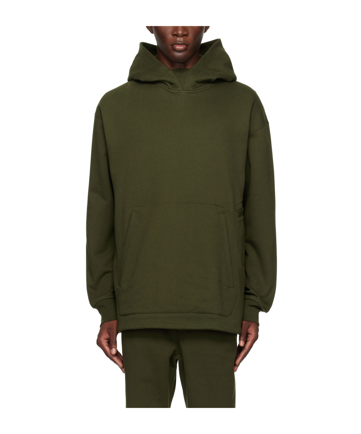 Y-3 Hooded Long-sleeved Hoodie In Green