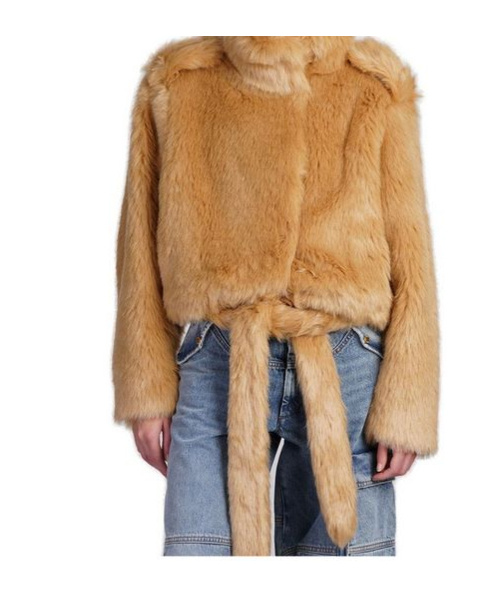 Darkpark Hunter Faux-fur Drawstring Coat In Gold