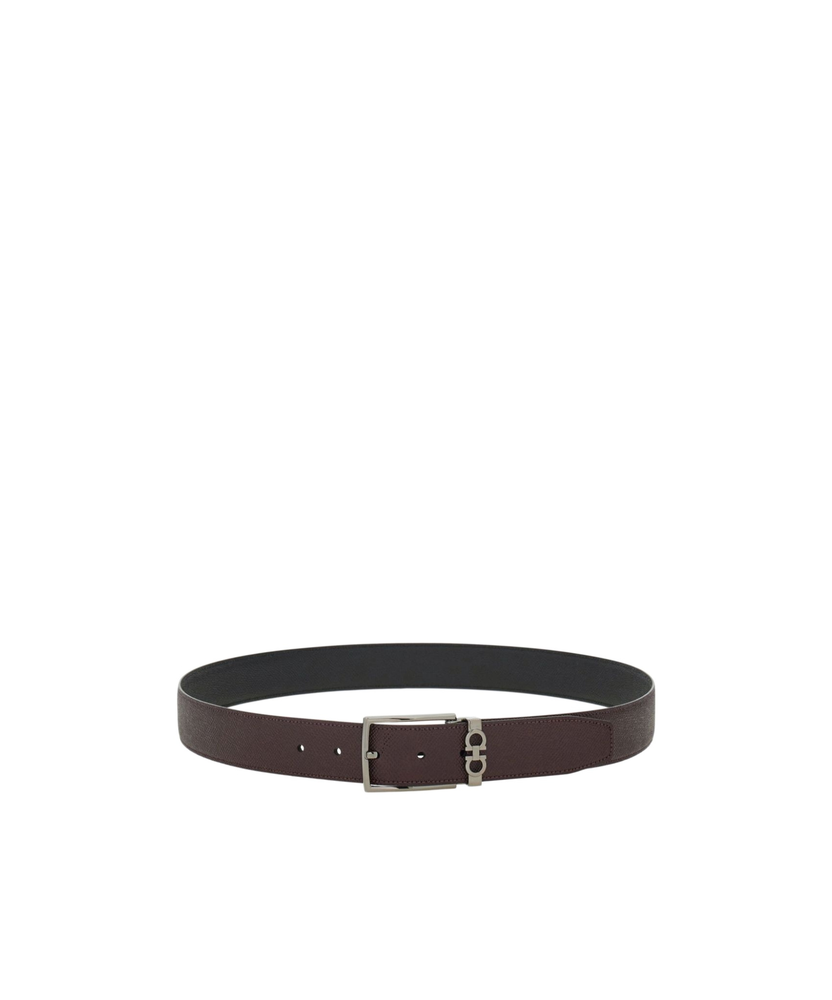 Ferragamo Reversible Leather Buckled Belt In Black