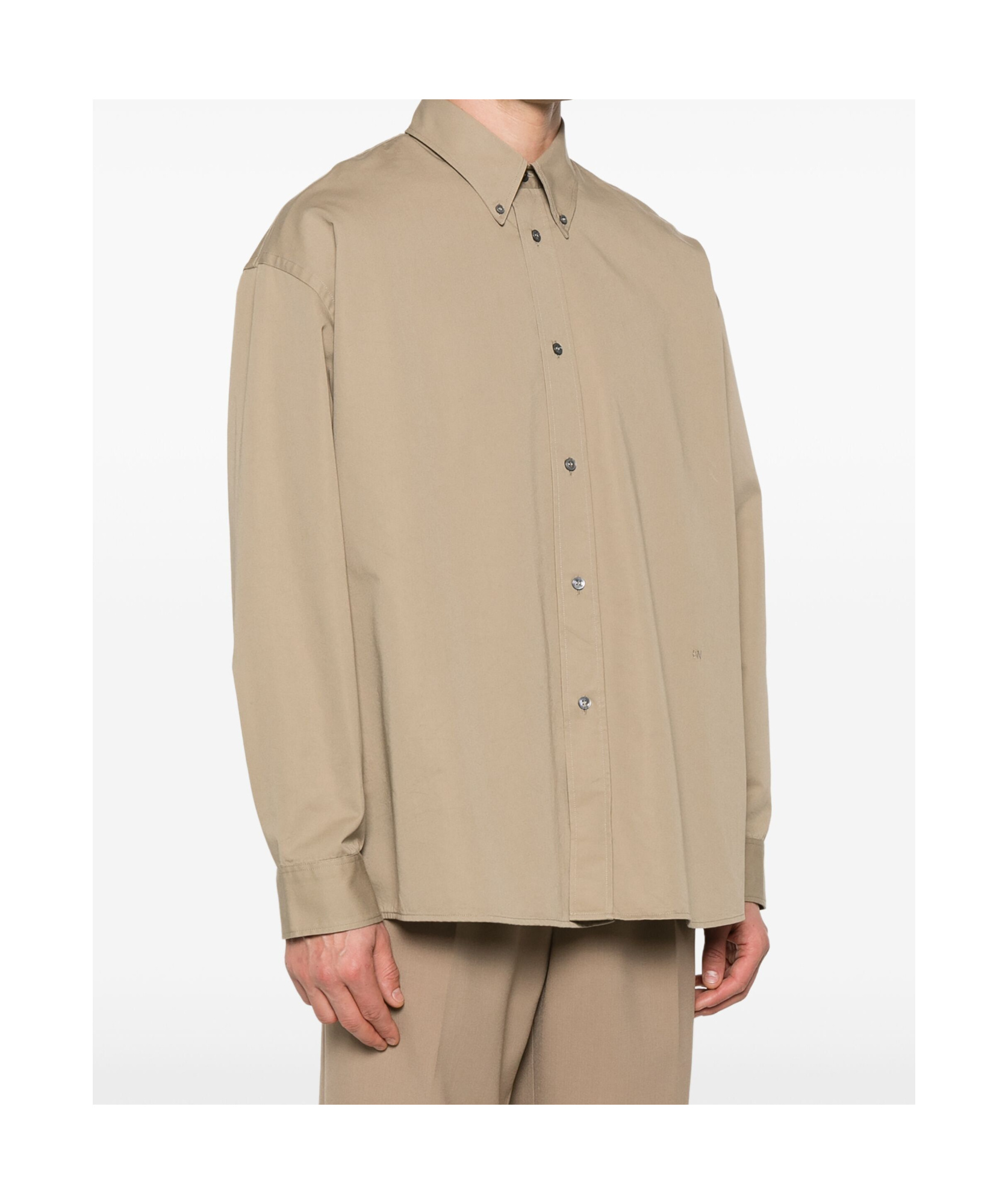 Studio Nicholson Collared Shirt With Long Sleeves And Back Yoke In Brown