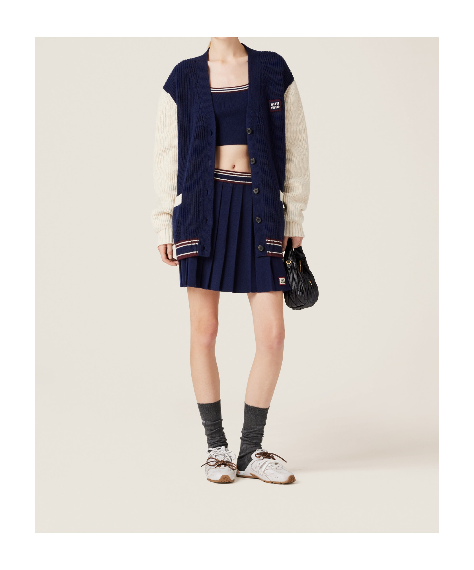 Miu Miu Ribbed-knit Cardigan In Black