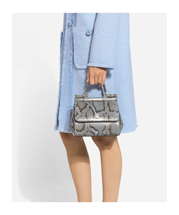 Dolce & Gabbana Single-breasted Raschel Tweed Coat In Blue