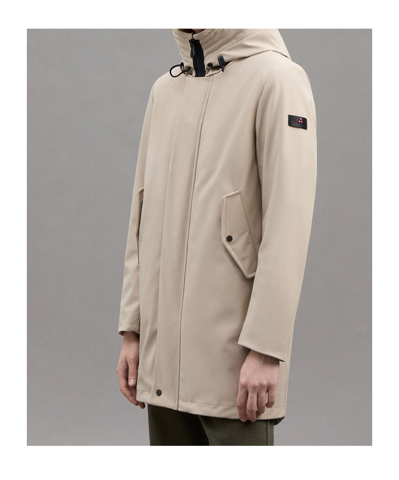Peuterey Hooded Drawstring Parka Coat In Nude