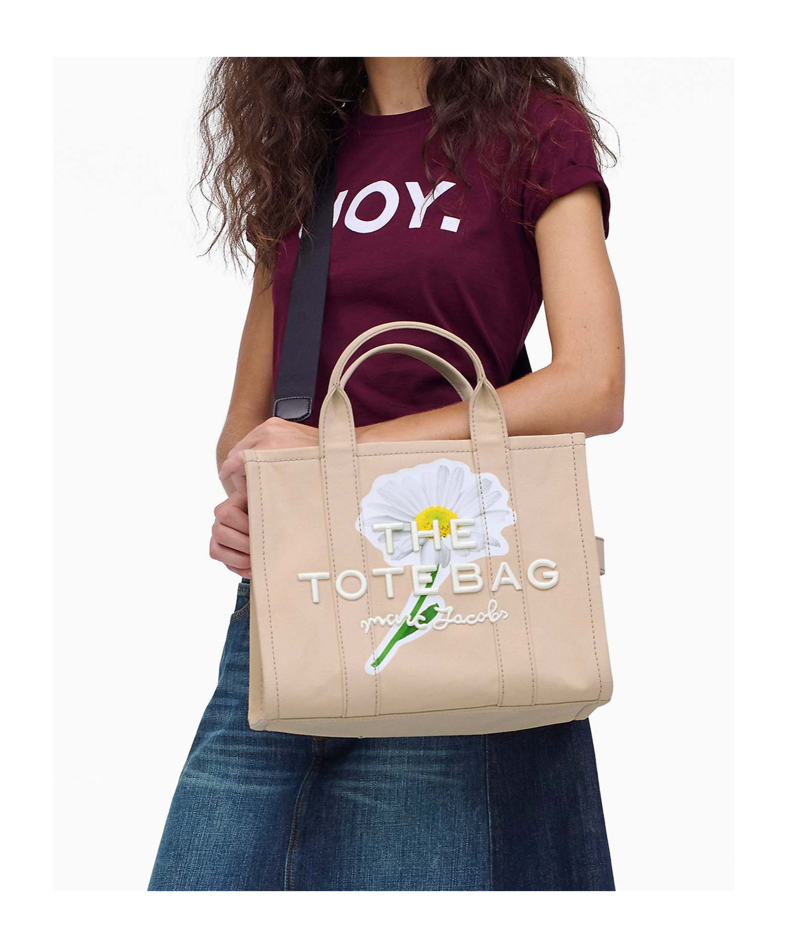 Marc Jacobs The Daisy Script Canvas Medium Tote Bag In Brown