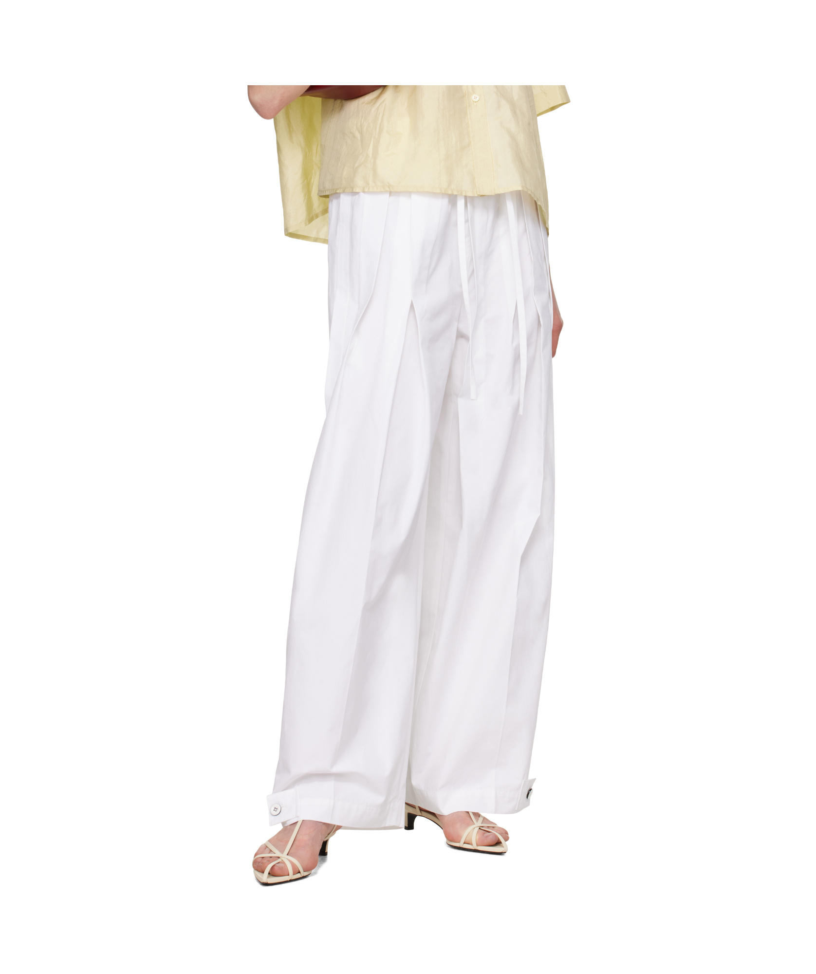 Jil Sander Elasticated Waistband Pleated Trousers In White