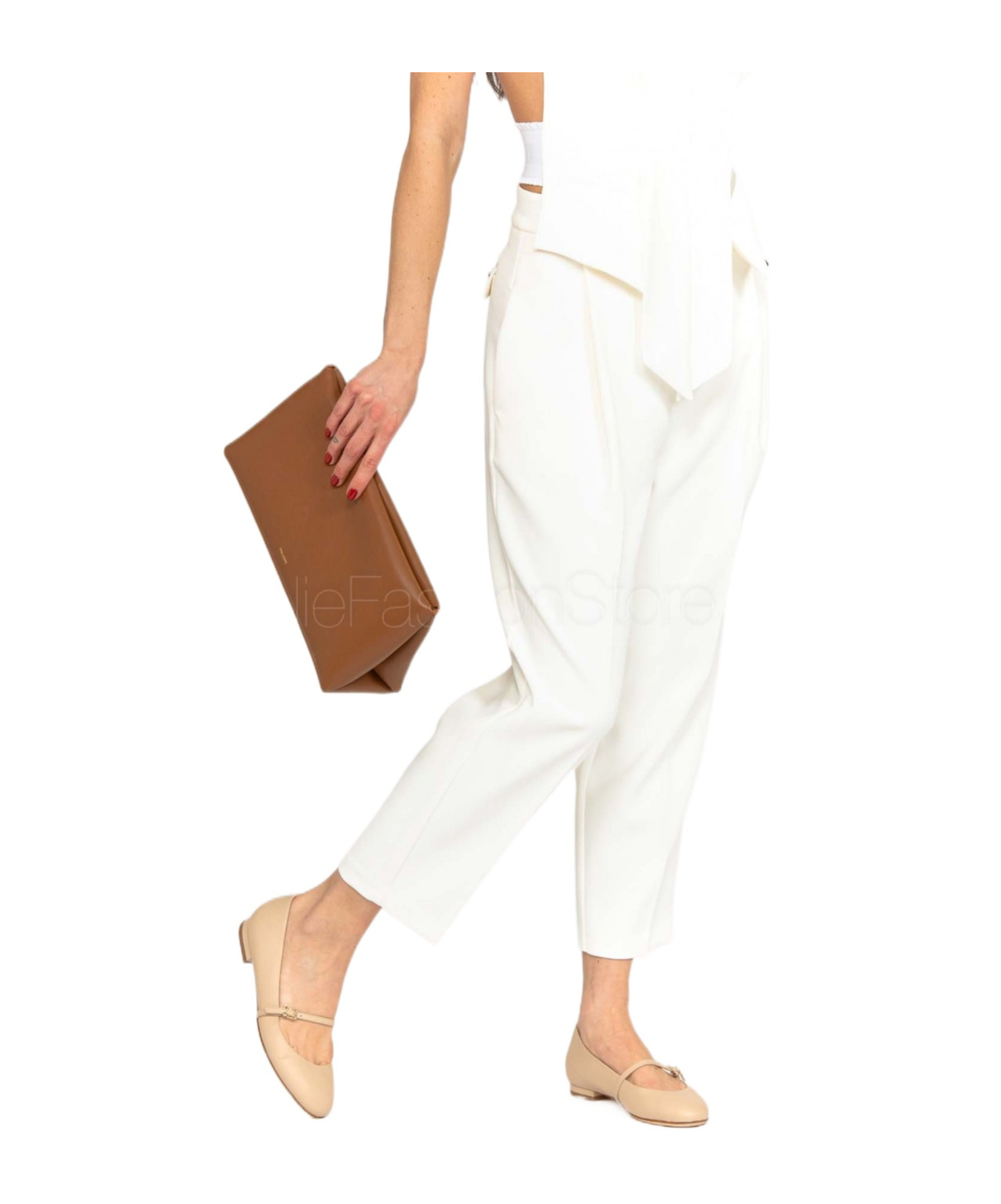 Elisabetta Franchi Creased Casual Pants In White