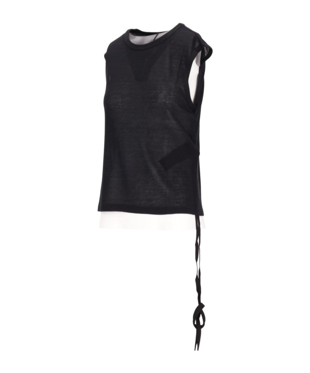 Ann Demeulemeester Biba Sleeveless Top Viscose Cotton Rib In Black