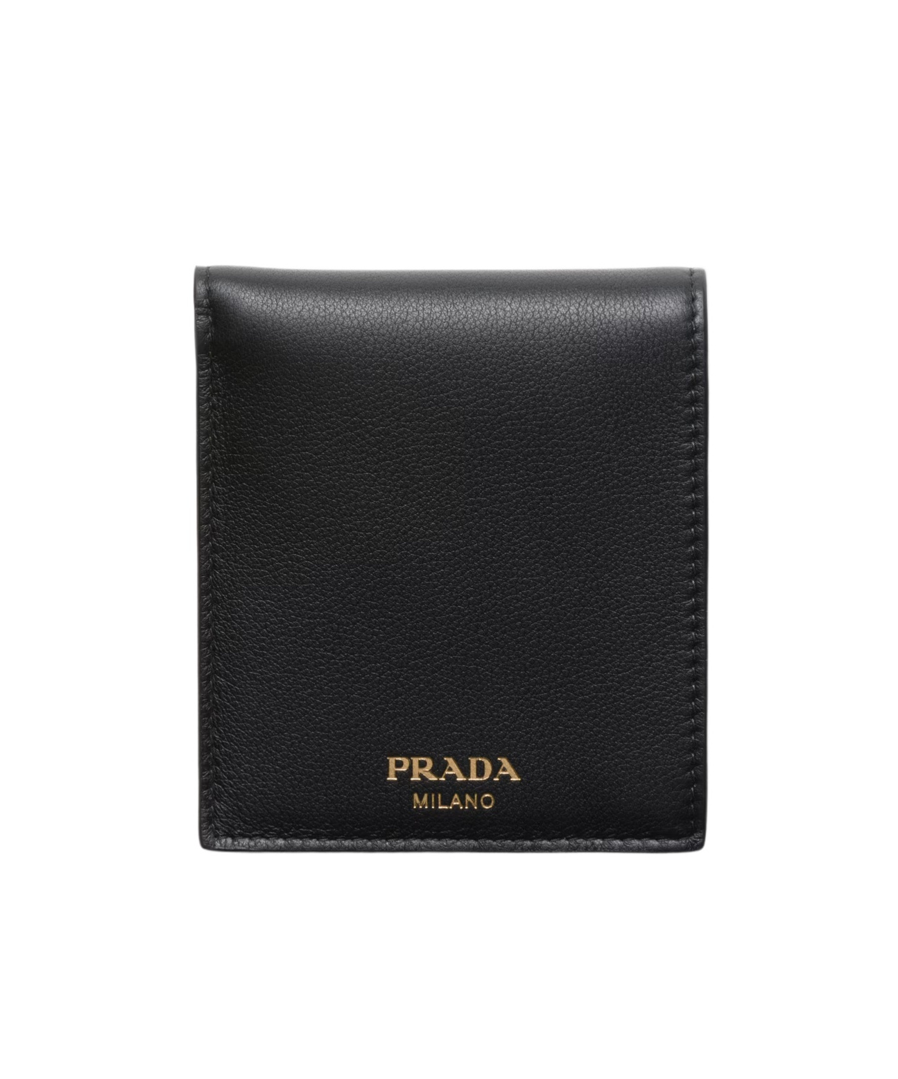 Prada Logo-stamp Bi-fold Leather Wallet In Black