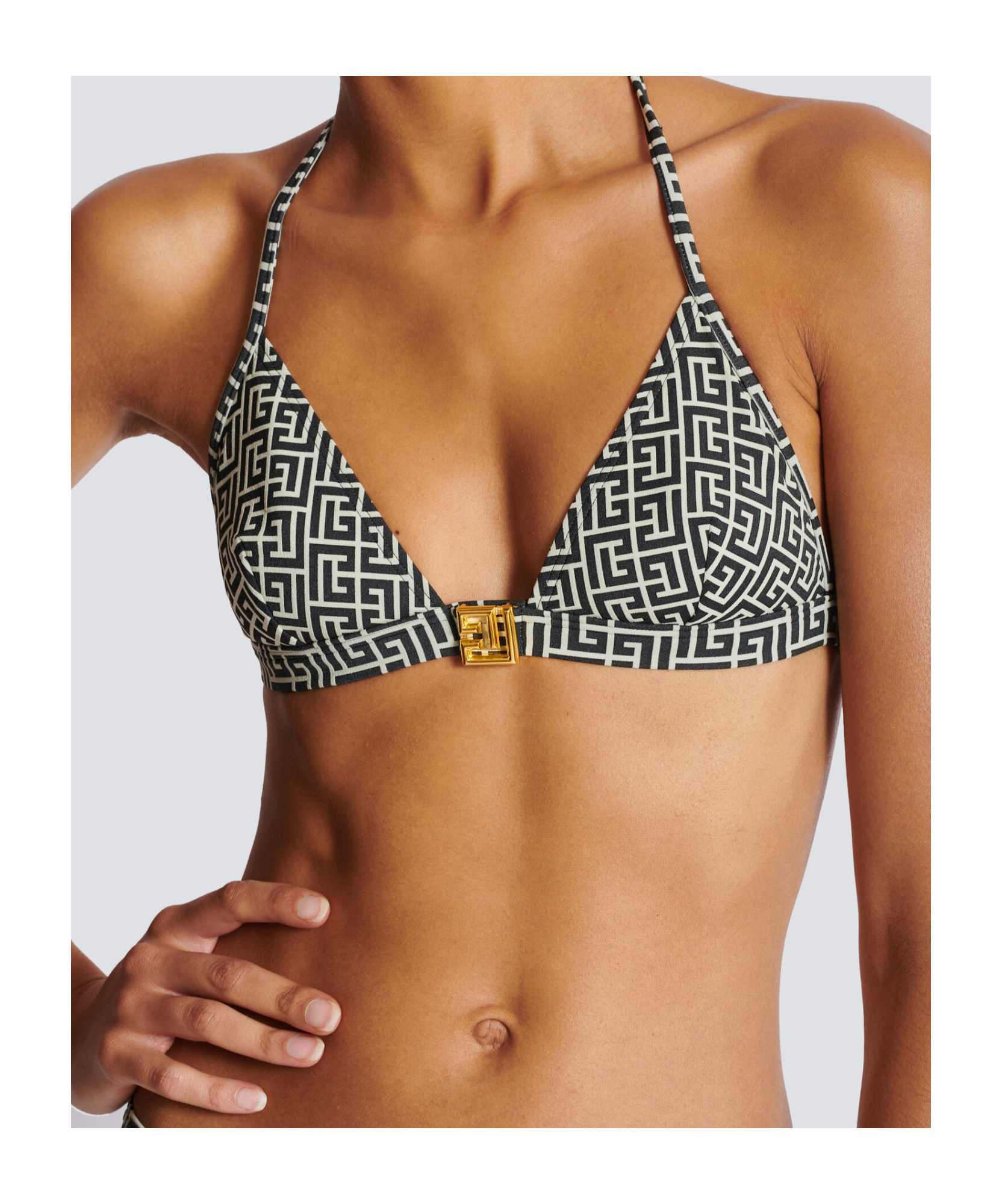Balmain Pb Labyrinth Halterneck Bikini In Black