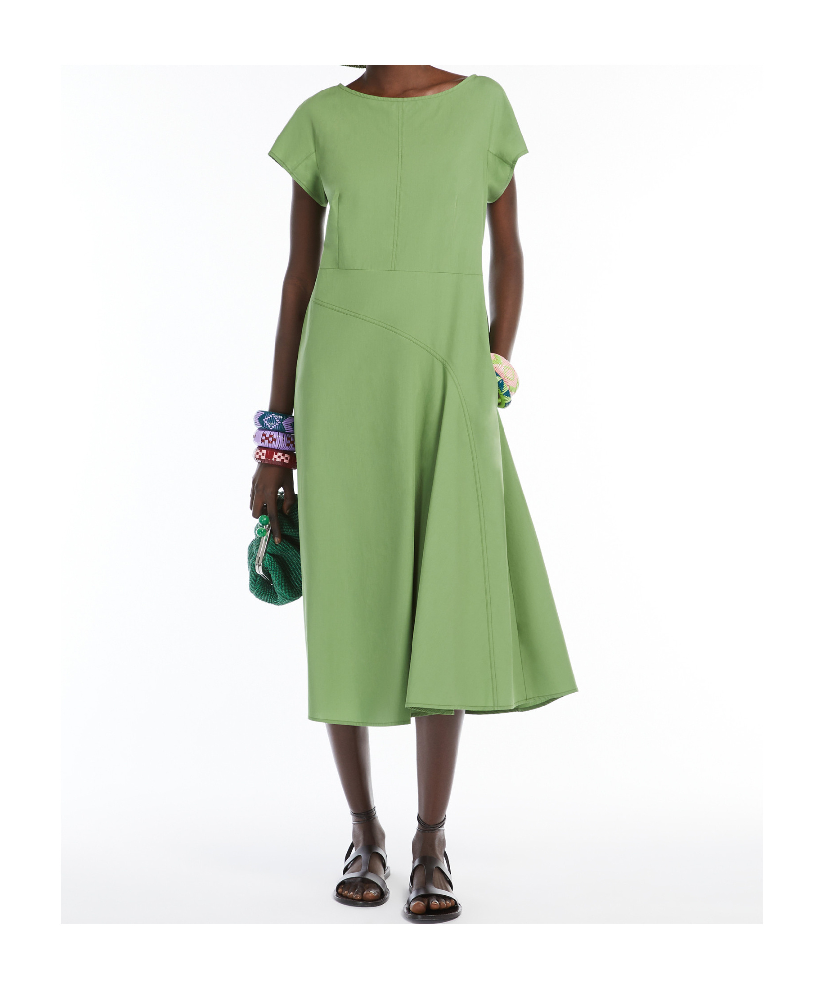 Weekend Max Mara Abito Magma In Popeline In Green