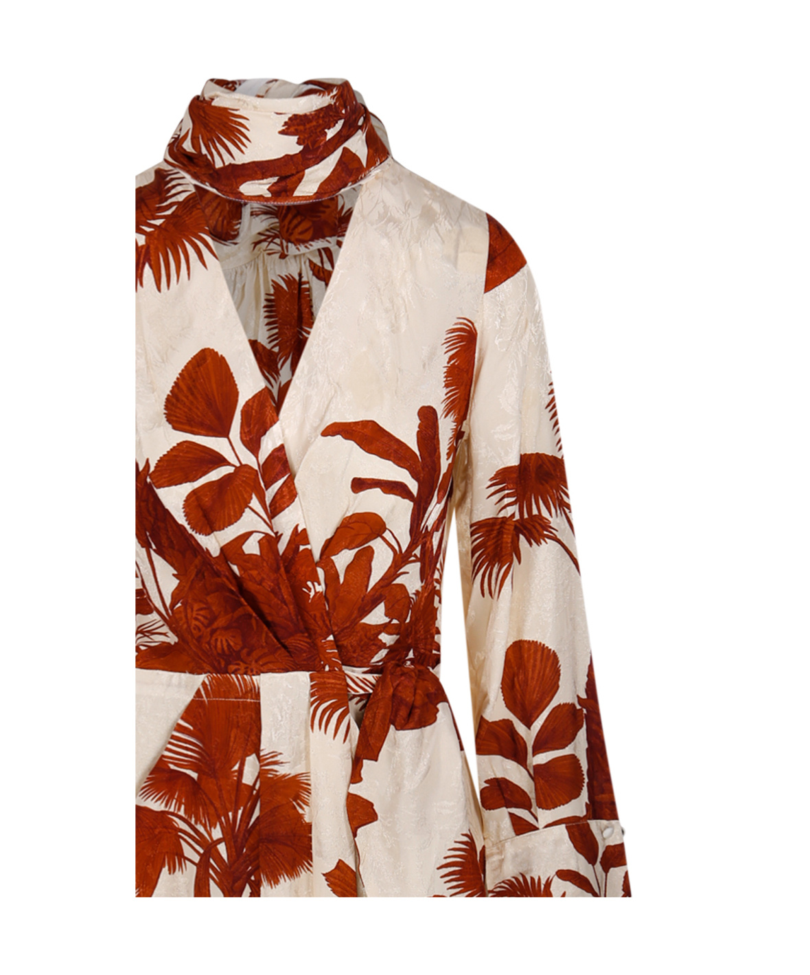 Shop Johanna Ortiz Tropical Print Wrap Dress In Nude