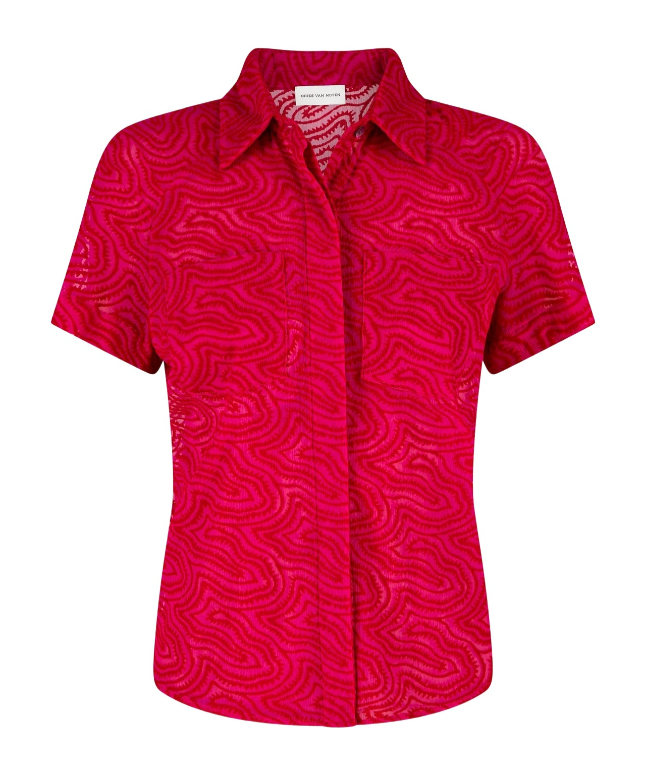 Dries Van Noten Printed Short Sleeved Shirt In Red