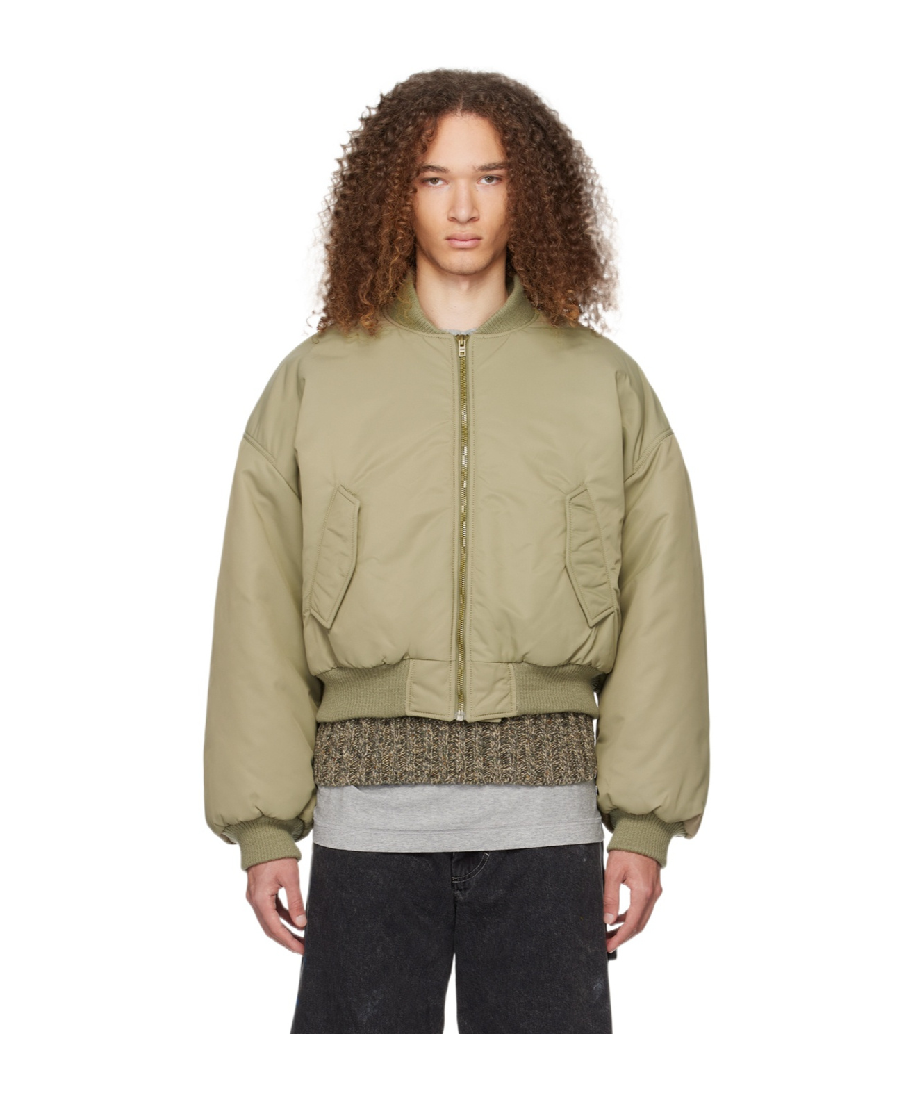 We11 Done Puff Zipper Cotton Suit In Green