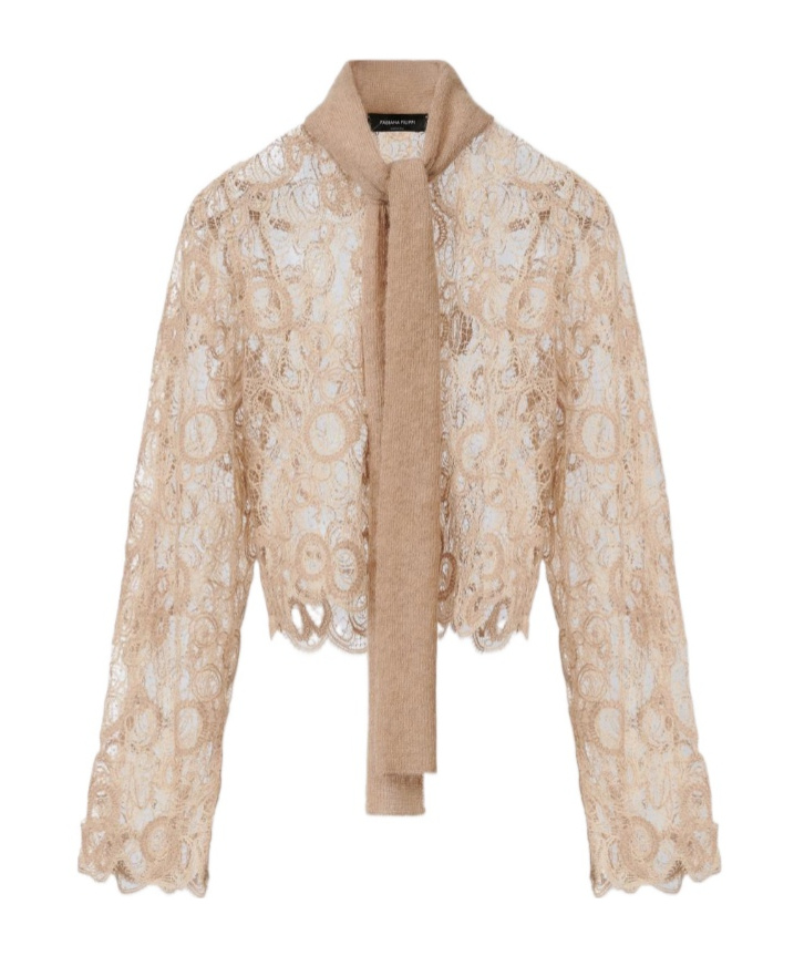 Fabiana Filippi Lace Cropped Shirt In Neutral