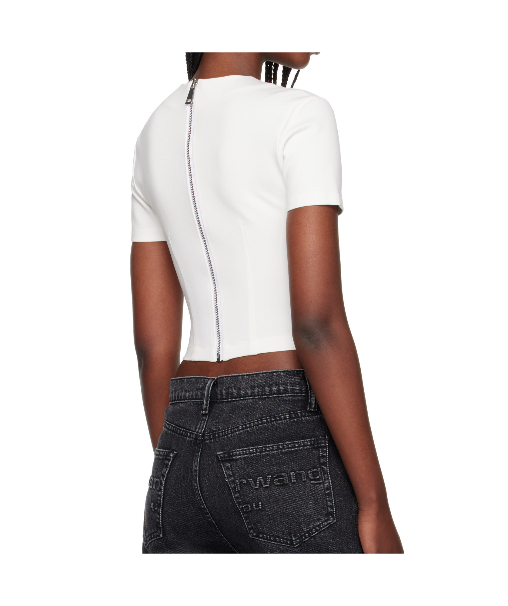 Shop Area Zipper Bustier Cup T-shirt In White