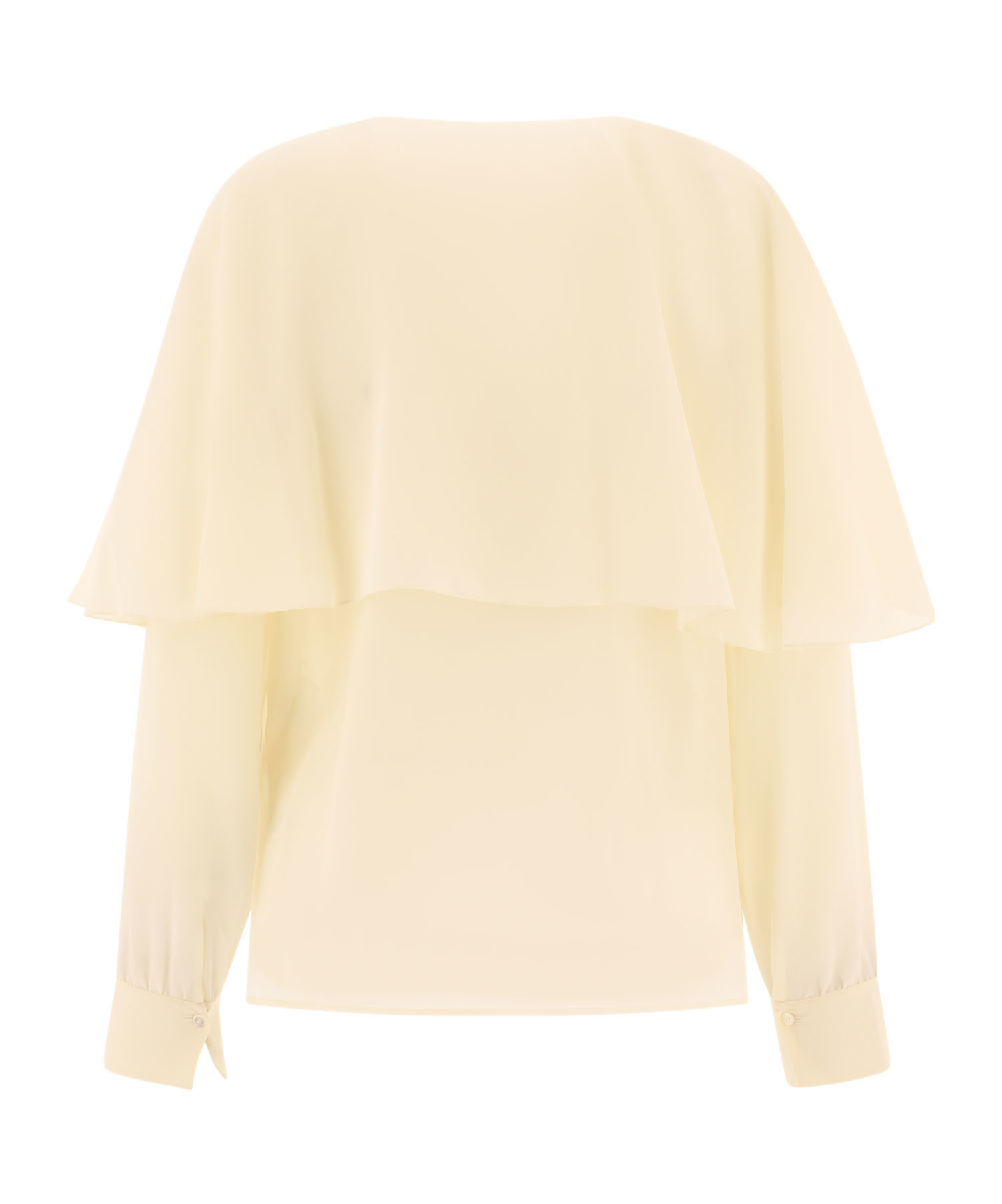 Chloé Long-sleeved Cape Blouse In Silk Georgette In Nude