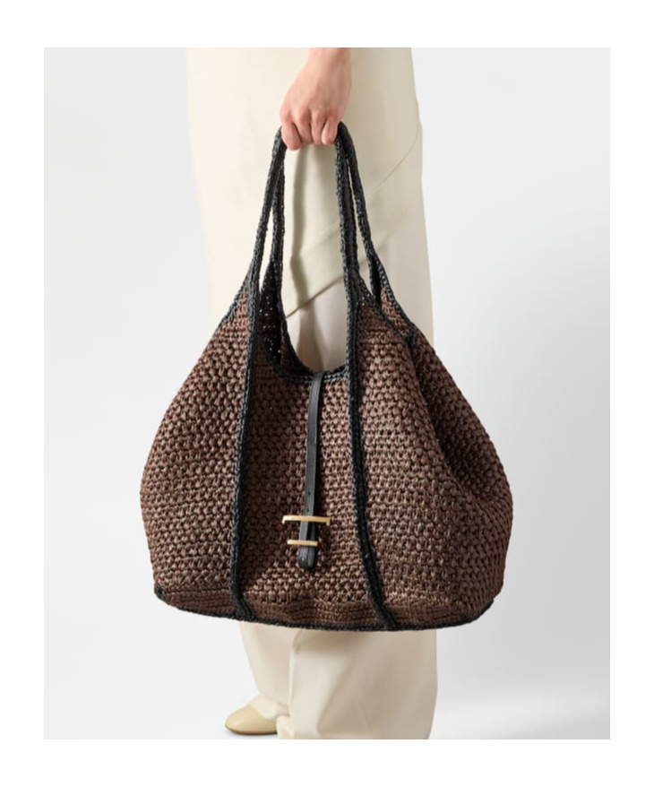 Tod's T Timeless Large Raffia Shoulder Bag