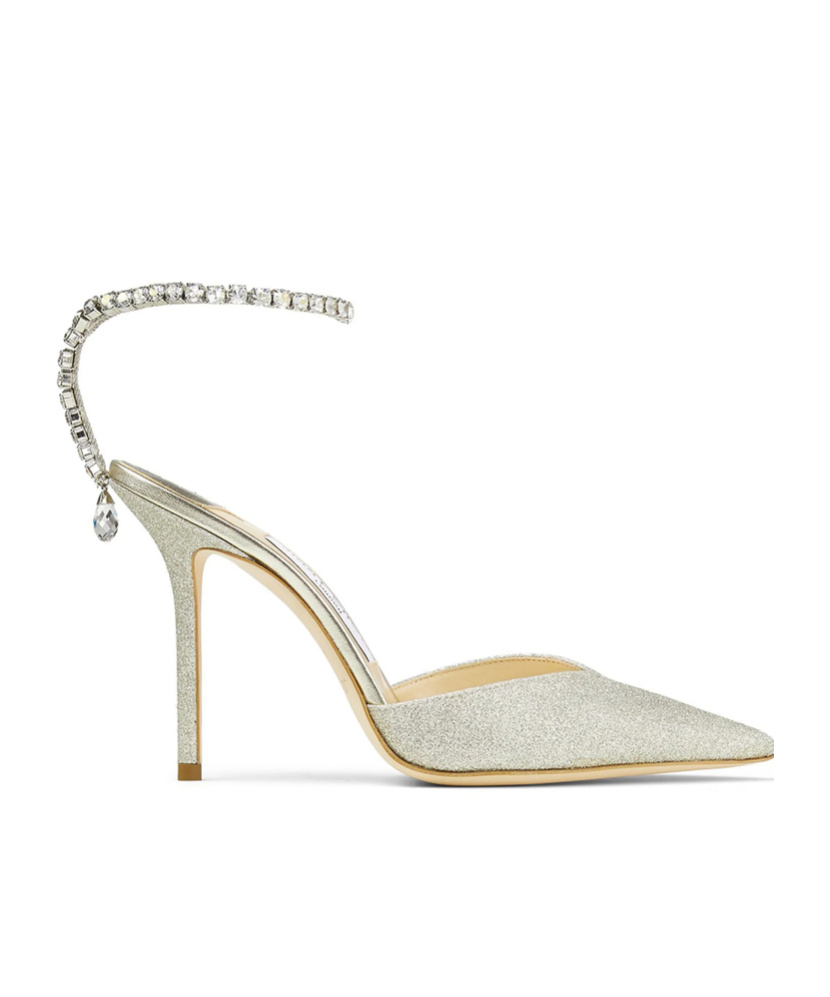 Jimmy Choo Women Platinum Glitter Saeda 100 Pumps In Silver