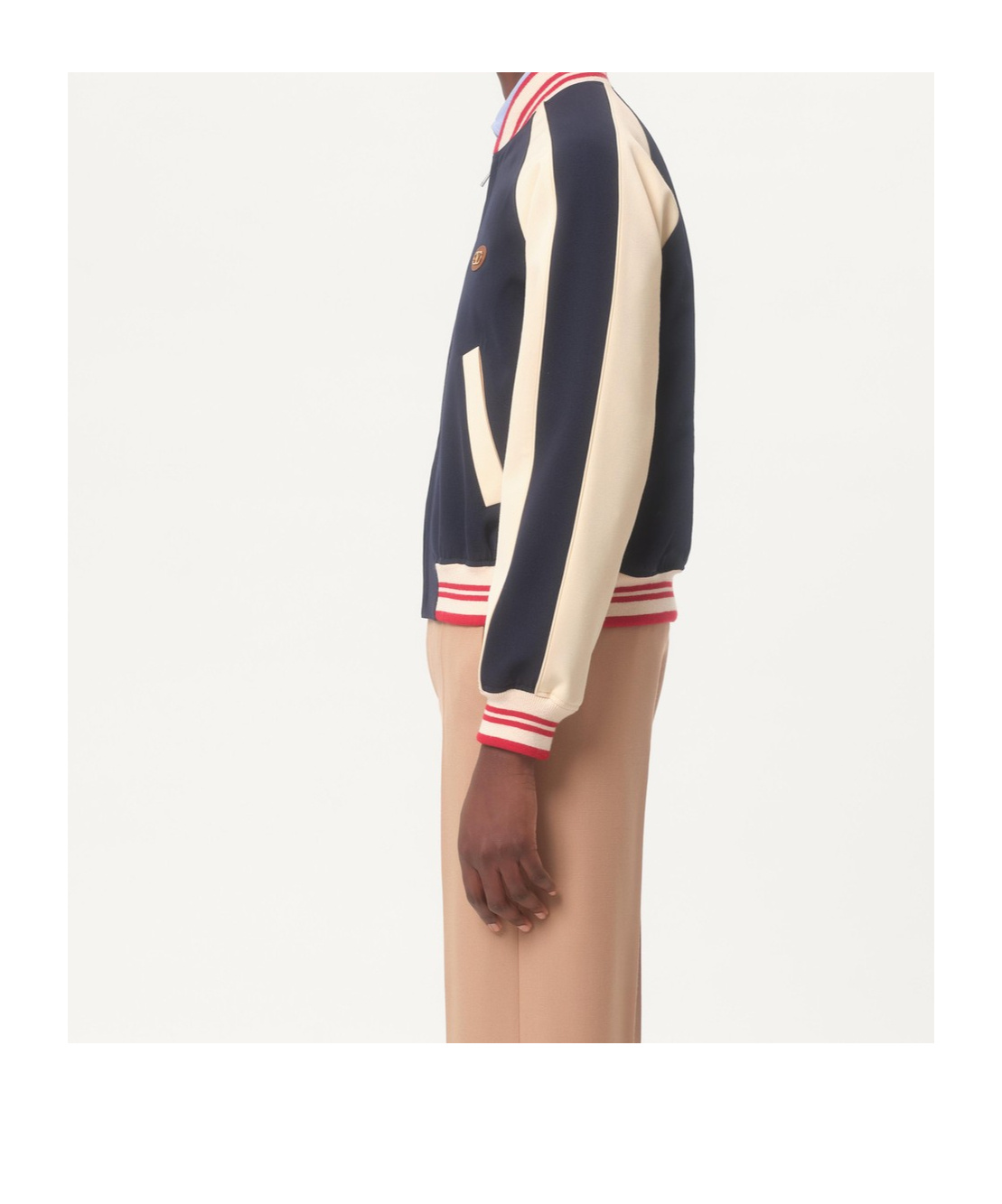 Valentino Sporty Bomber Jacket With Embroidered Details In Blue