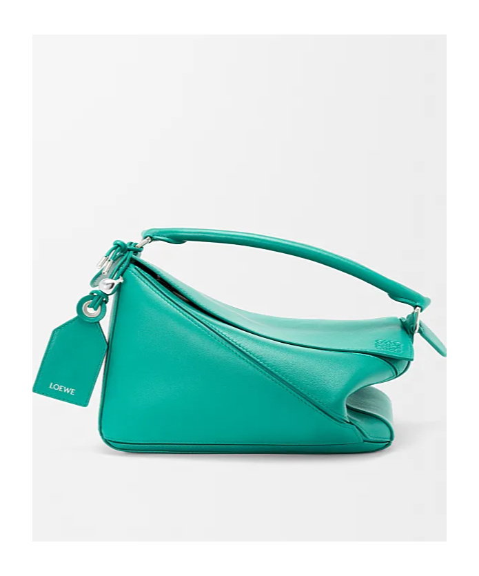 Loewe Small Featherlight Puzzle Bag In Nappa Lambskin In Green